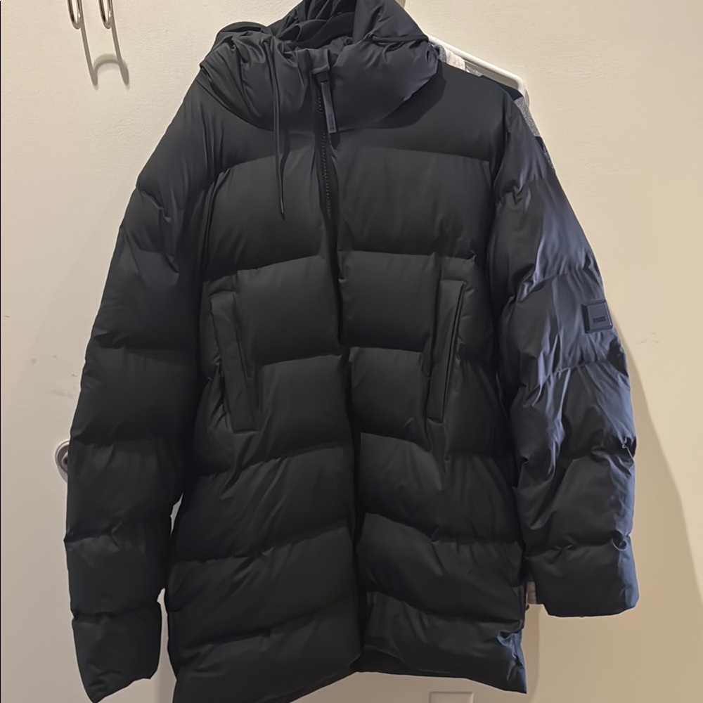 Rains Men's Black Puffer Jacket